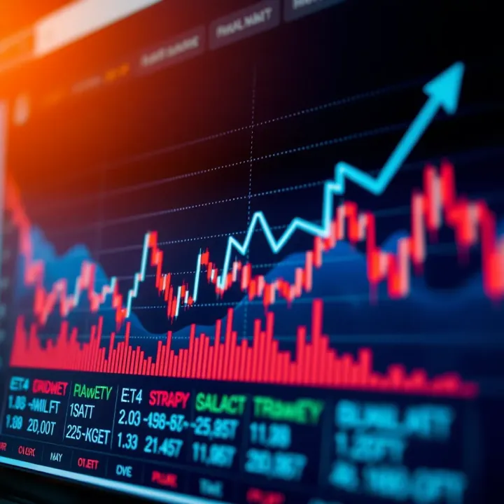 Graph depicting upward and downward trends in foreign exchange market