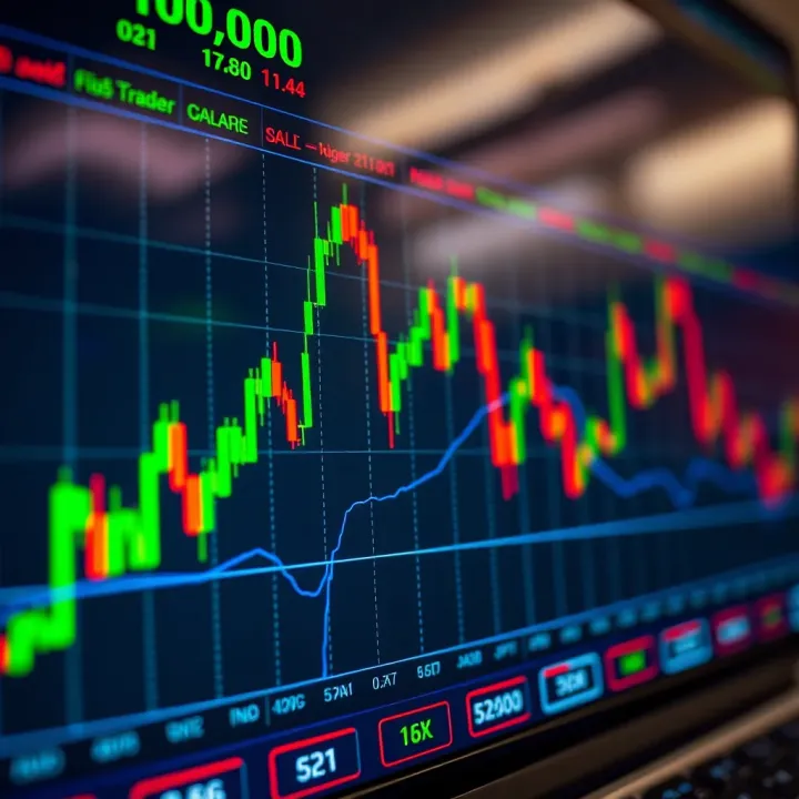 Currency Exchange Rate Trends on Trading Platform Graph showing rising and falling currency exchange rates on digital platform