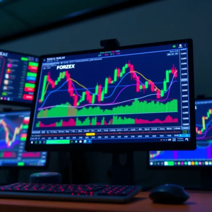 Digital interface displaying forex trading tools and strategy analysis on a computer screen