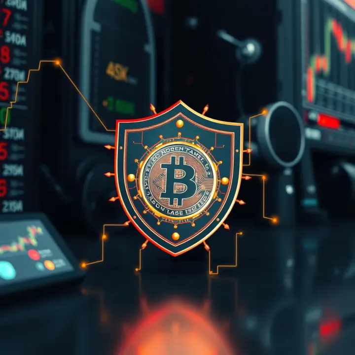 Visual representation of cybersecurity shield protecting cryptocurrency assets