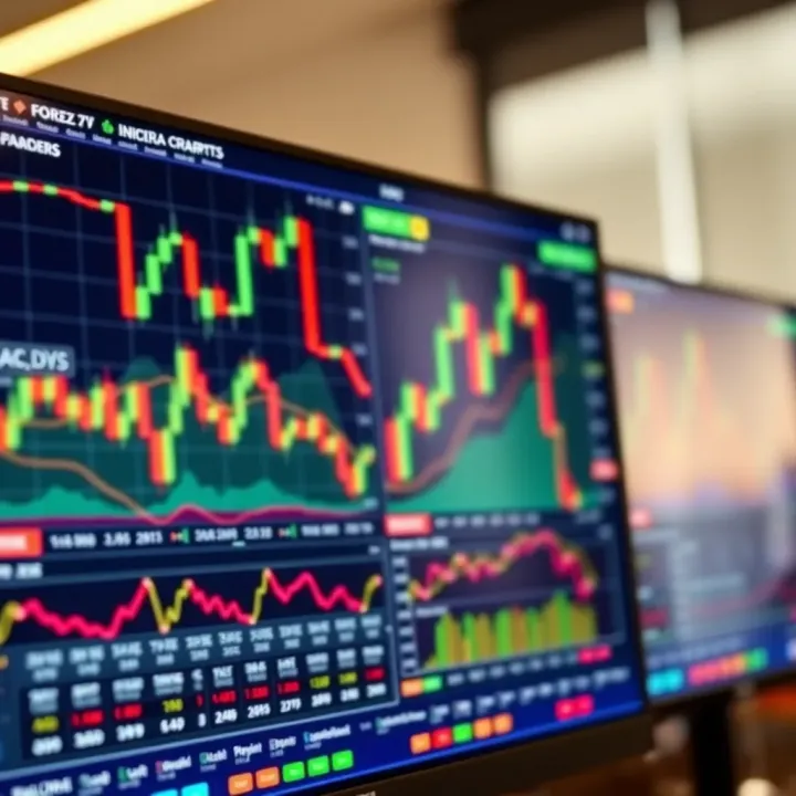 Forex Trading Platform with Real-Time Charts User interface displaying live forex trading charts and analytics on a computer screen