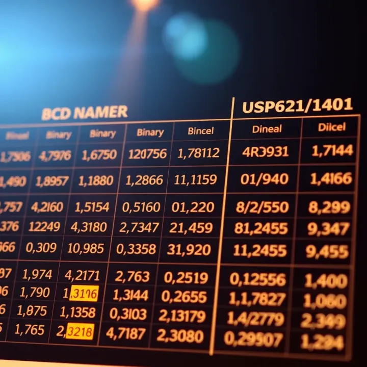 Comparison chart illustrating binary coded decimal alongside pure binary and decimal number systems