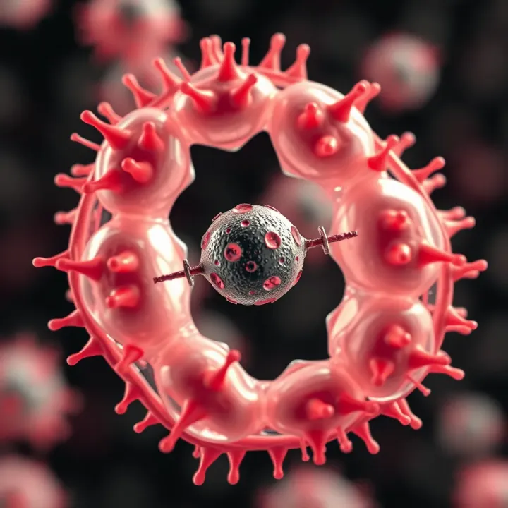 Microscopic view of bacterial cells undergoing division through binary fission