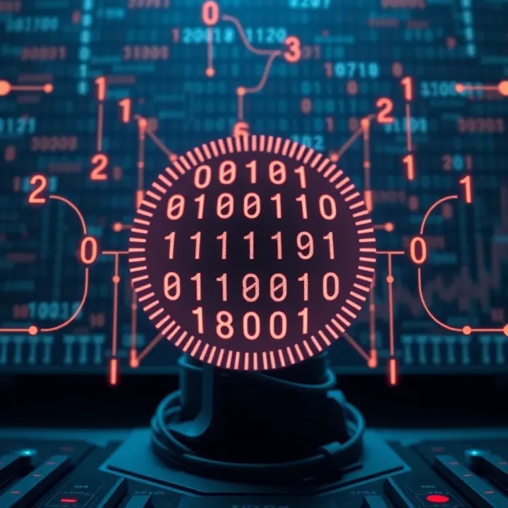 Diagram illustrating binary digits representing digital data