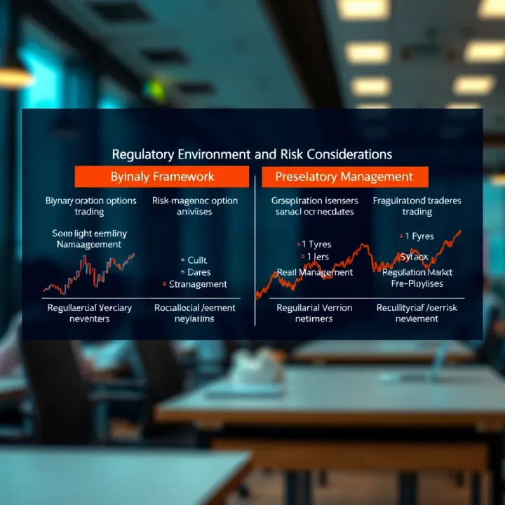 Graphic showing regulatory framework and risk management in binary options trading