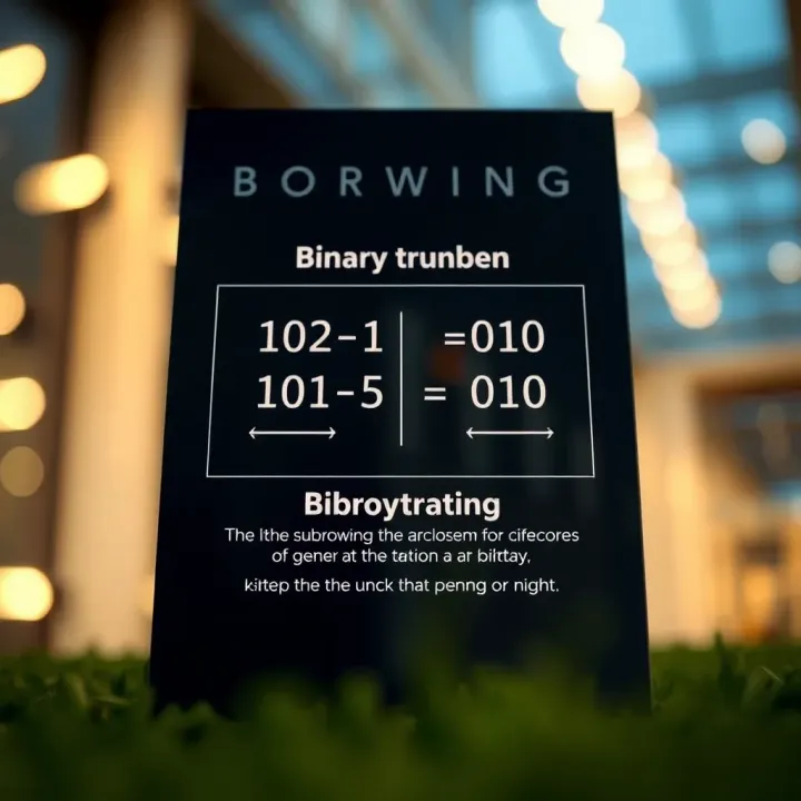 Diagram showing subtraction of two binary numbers with borrowing illustrated