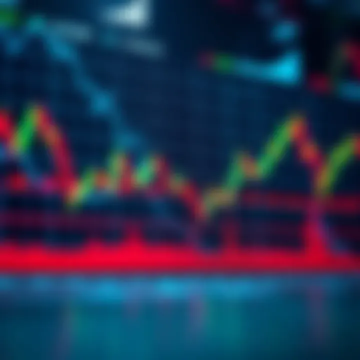 Illustration of a digital currency chart displaying fluctuating forex market trends