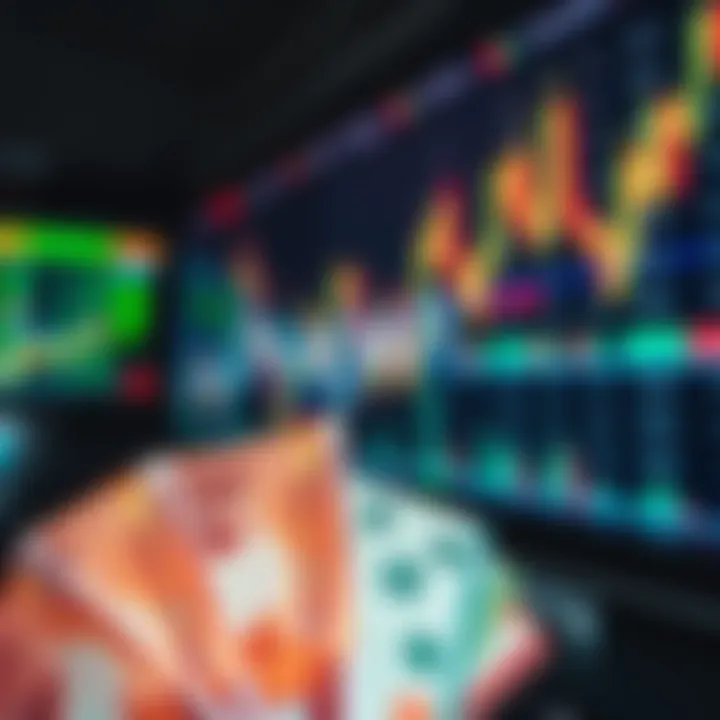 Colorful foreign currency notes and market charts symbolizing global forex trading activities