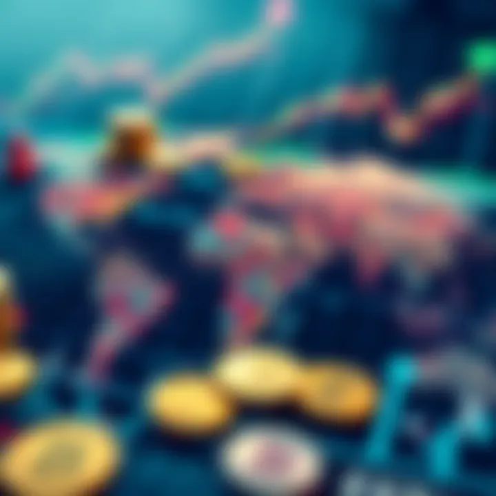 Global currency symbols intertwined with financial graphs showing market trends