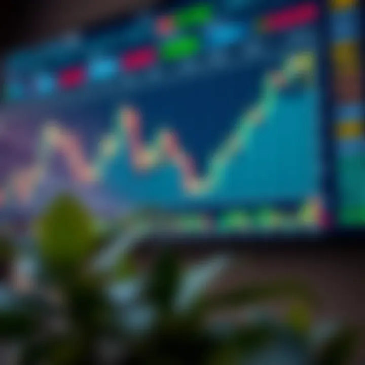 Chart showing forex price movements with key indicators and risk management concepts