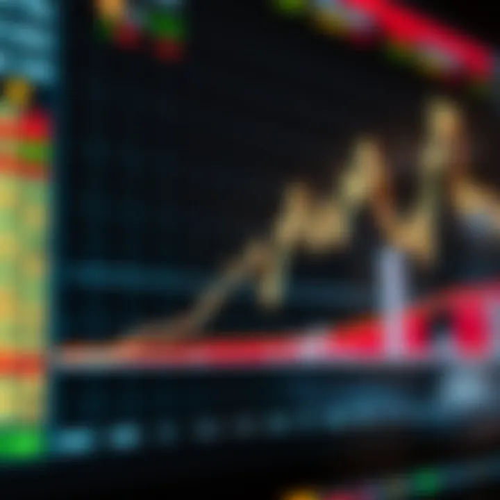 Financial chart showing currency exchange rates with upward trend lines and global market symbols