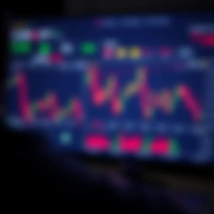 Illustration showcasing a digital interface of cryptocurrency trading with charts and automated bot icons