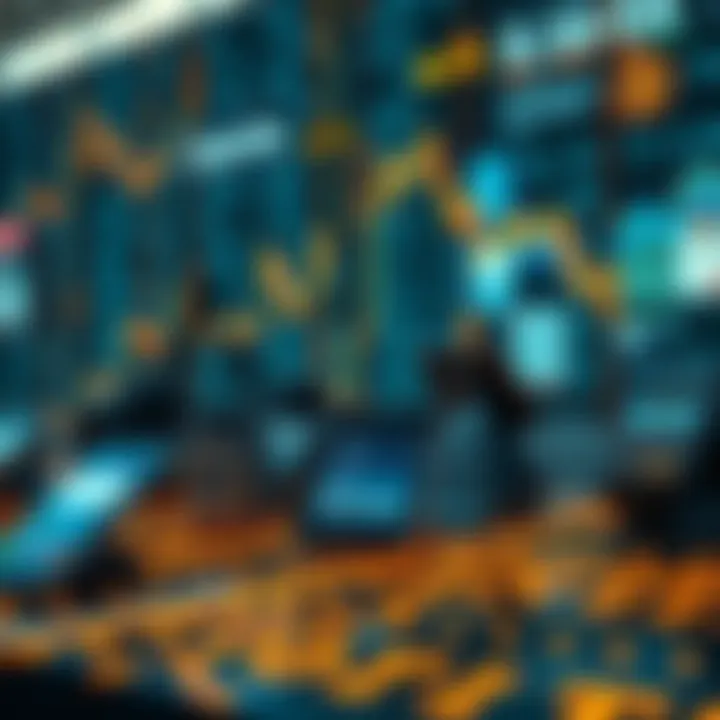 Illustration of digital devices such as mobile phones and POS terminals connected through binary signals