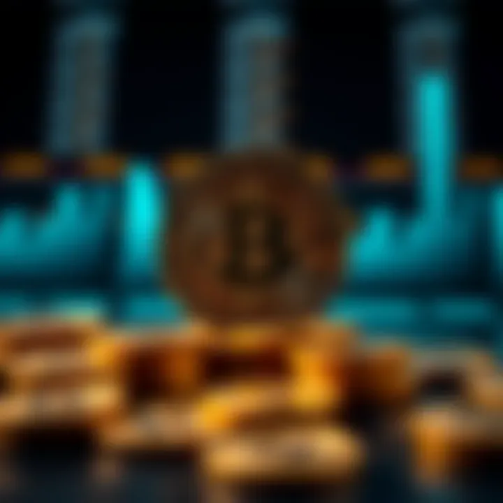 Visual representation of binary coin usage in investment portfolios with risk and reward analysis