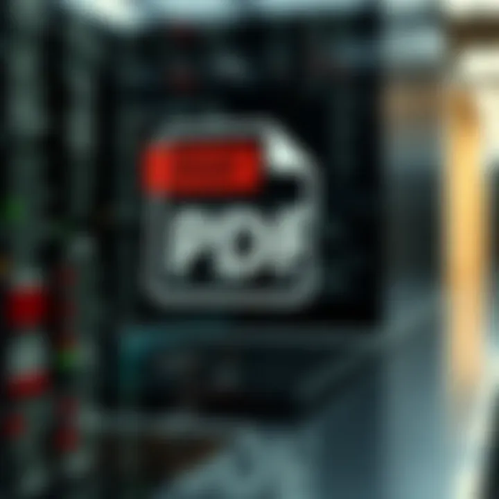 Conceptual representation of binary data impacting PDF file security and compatibility