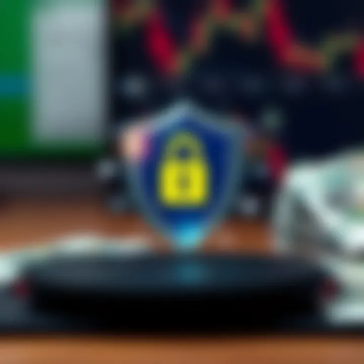 Conceptual graphic displaying secure online trading with Nigerian Naira currency symbols and safety shield