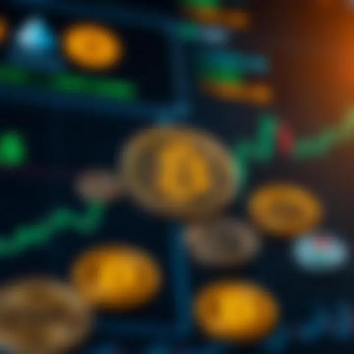 Digital interface showing various cryptocurrency icons with Nigerian currency symbols