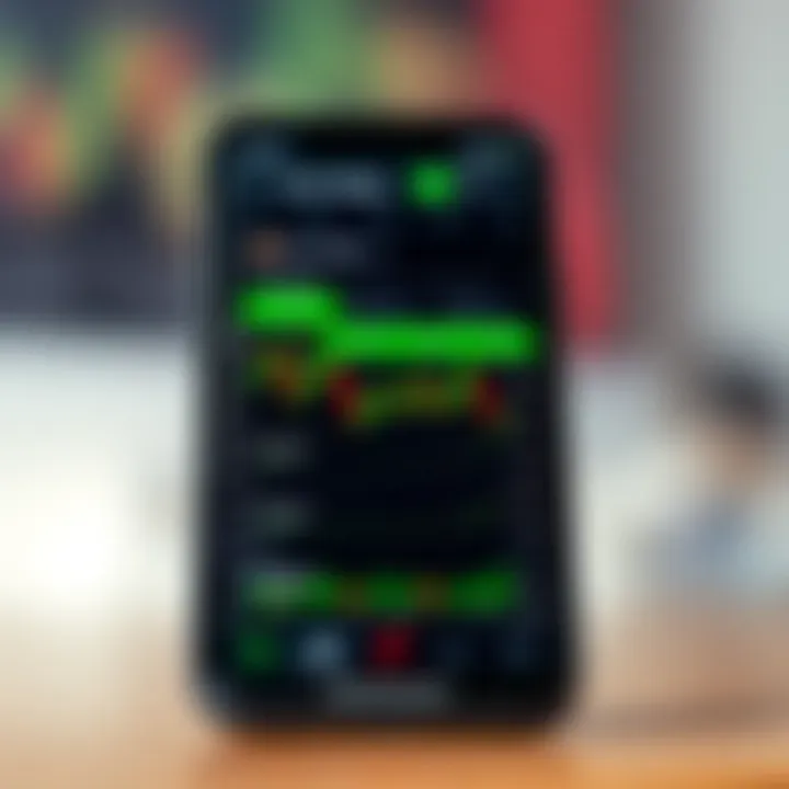 Forex Trading App Interface with Live Currency Charts Screenshot of a mobile forex trading app interface showing currency pairs and live price charts