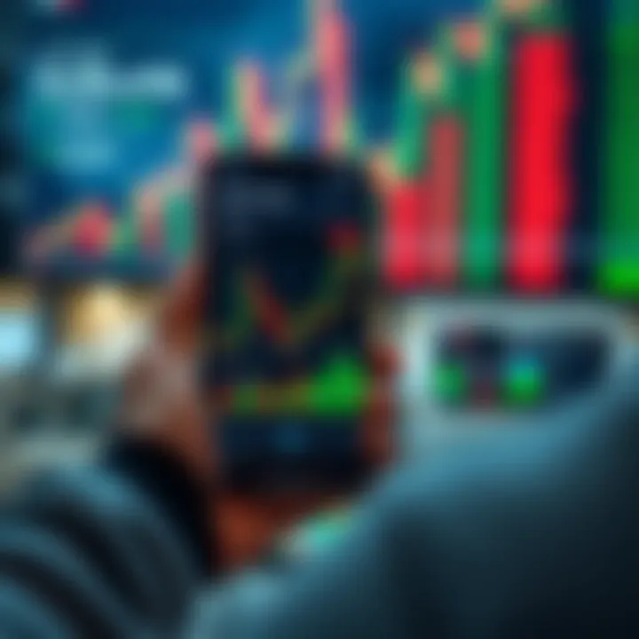Graph displaying market trends and financial data on a smartphone screen
