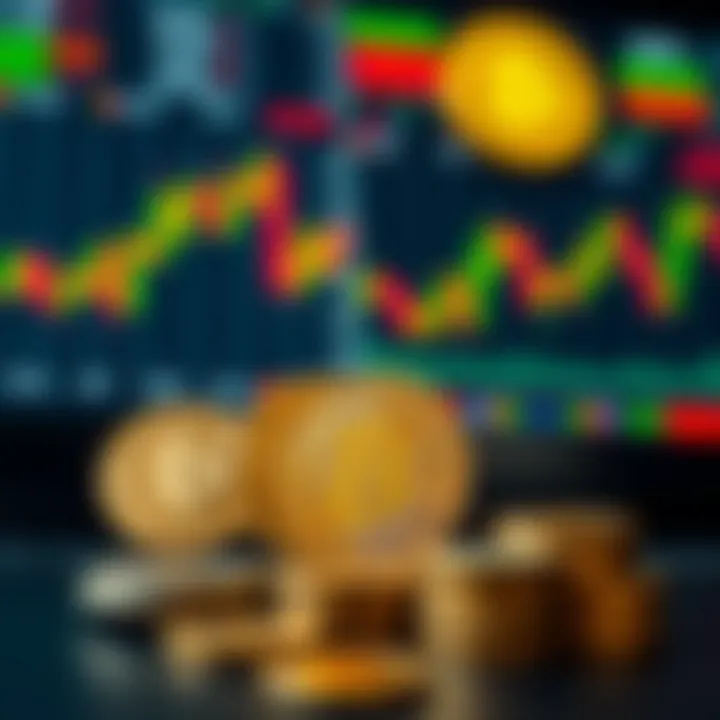 Conceptual illustration showing the contrast between forex trading and cryptocurrency trading with market charts and currency symbols