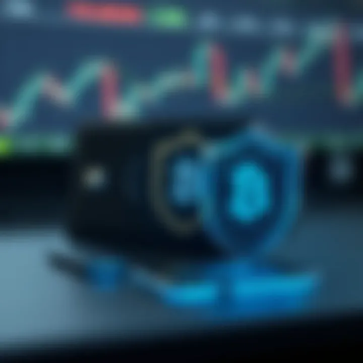 Secure digital wallet and shield symbol representing crypto trading security