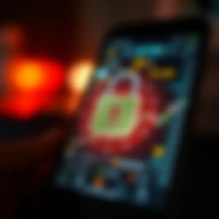 Secure digital padlock symbol overlaid on smartphone screen showing crypto exchange features