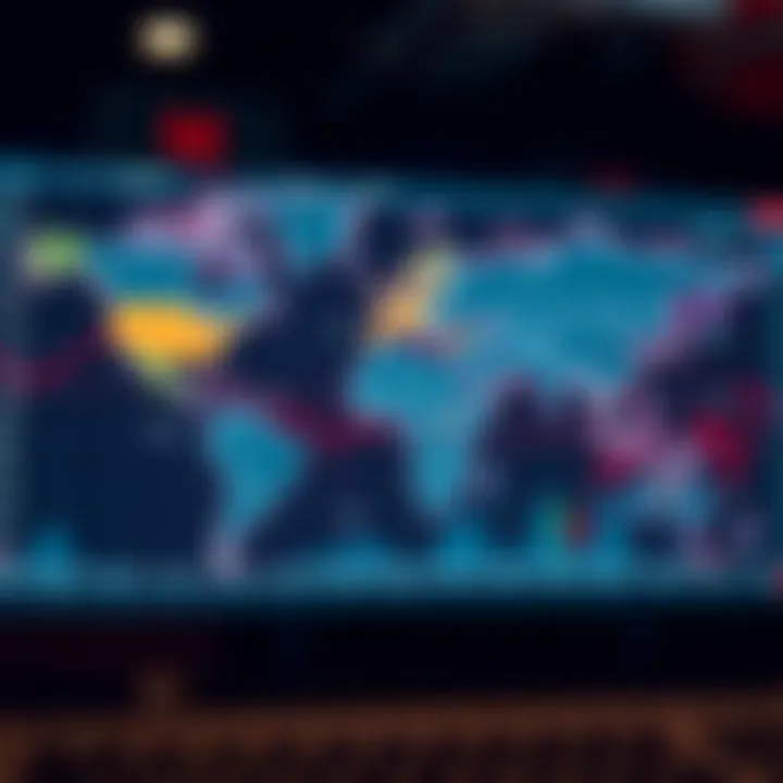 World map highlighting forex trading sessions across different time zones