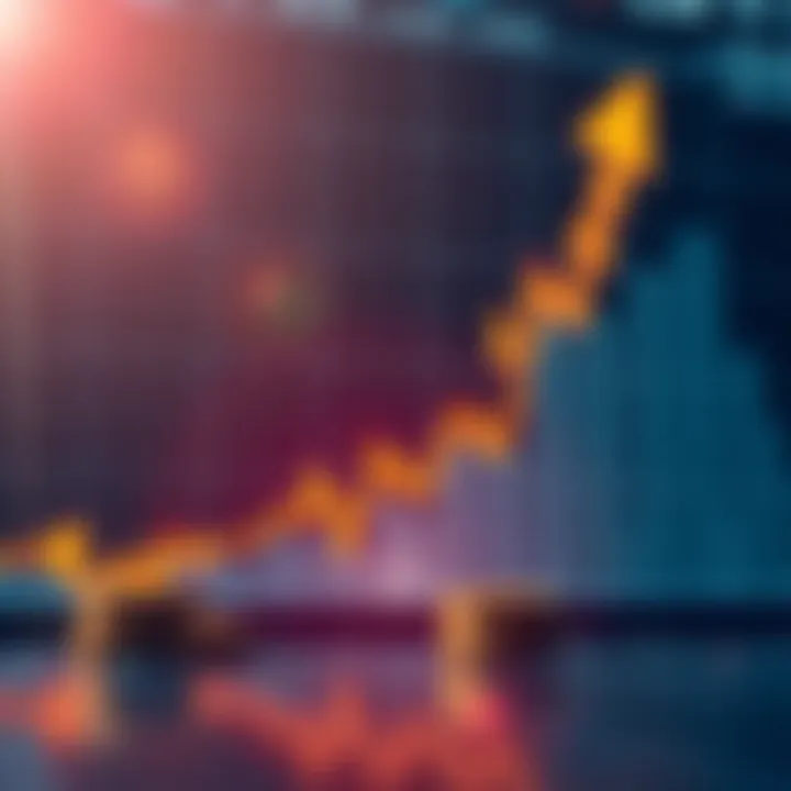 Graph showing upward trend lines and currency symbols representing forex market growth