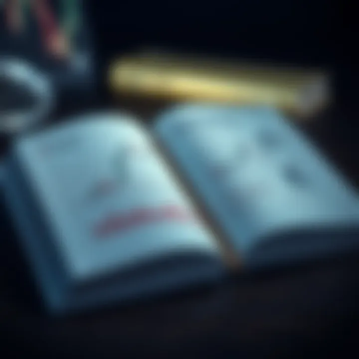 Open book with charts and currency symbols illustrating forex trading concepts