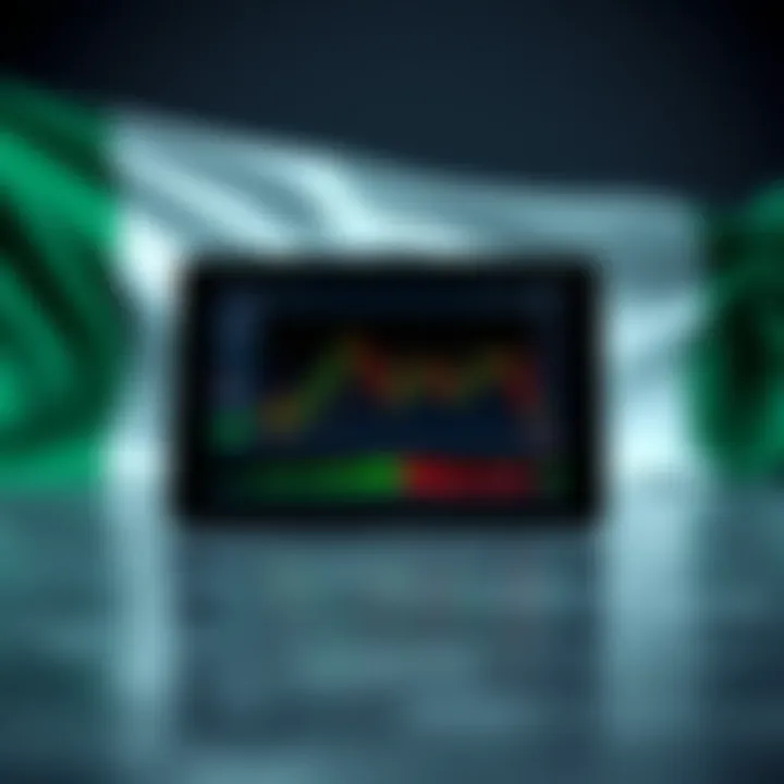 Forex Market Trends on Digital Device with Nigerian Flag Digital tablet displaying forex market trends with a Nigerian flag background