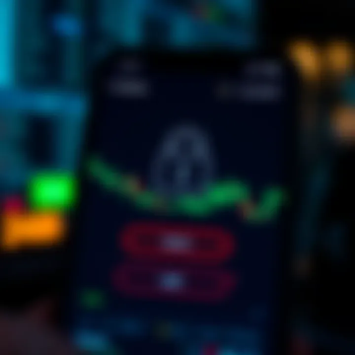 Secure login screen on a forex trading app emphasizing security features