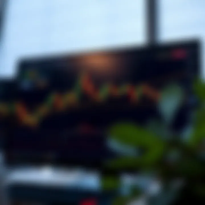 Graph showing simulated currency trading on a computer screen illustrating forex demo account usage