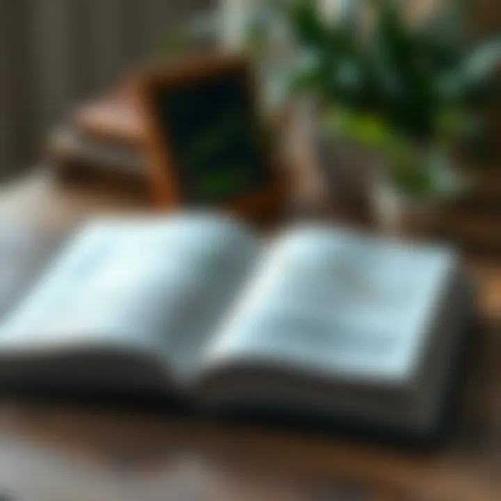 Open book showing forex market analysis with graphs and trading indicators