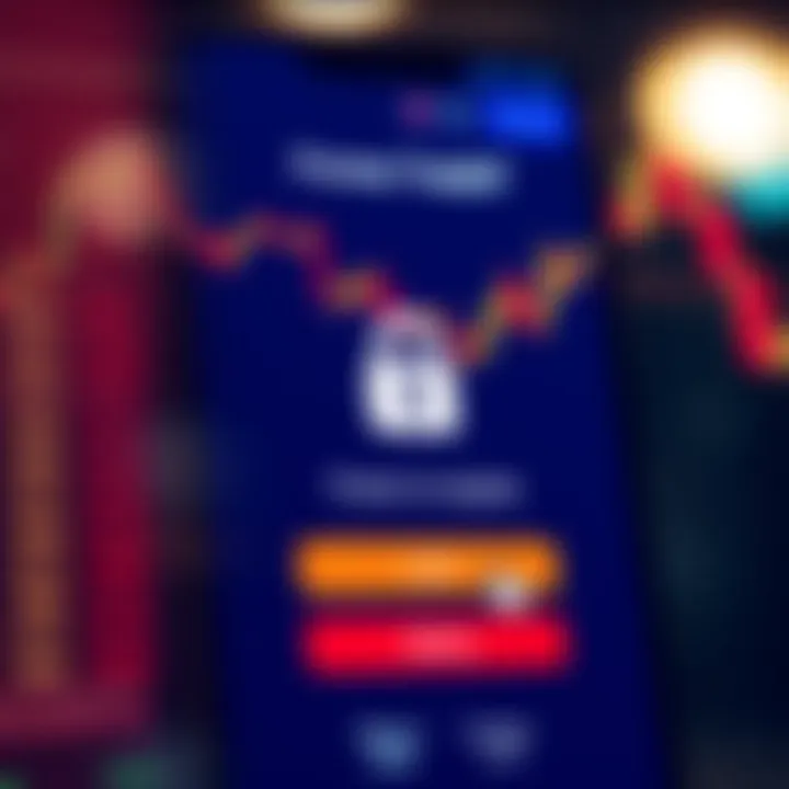 Secure login screen of a forex trading application emphasizing safety features