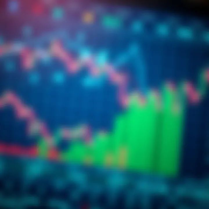 Illustration of foreign exchange market with currency symbols and fluctuating graphs