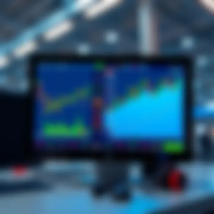 Digital interface displaying currency exchange rates and trading charts