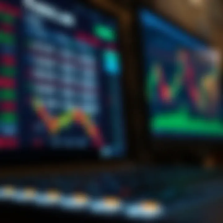 Illustration of a digital forex trading platform showing currency exchange rates and graphs