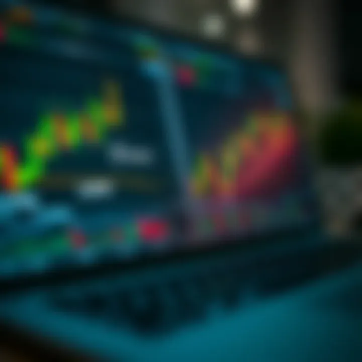 Forex Trading Charts and Currency Data Display Close-up of a laptop screen displaying forex trading charts and currency pair data