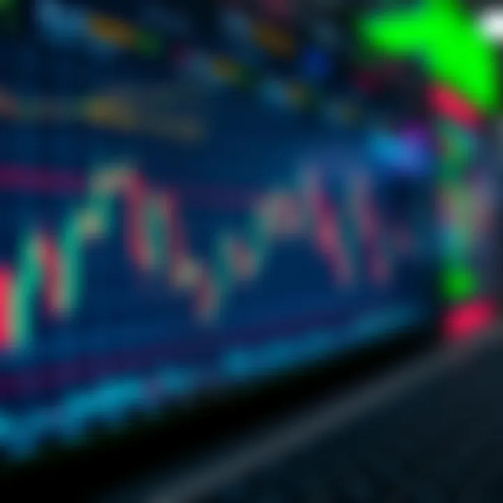 Digital chart showing cryptocurrency market trends and candlestick patterns