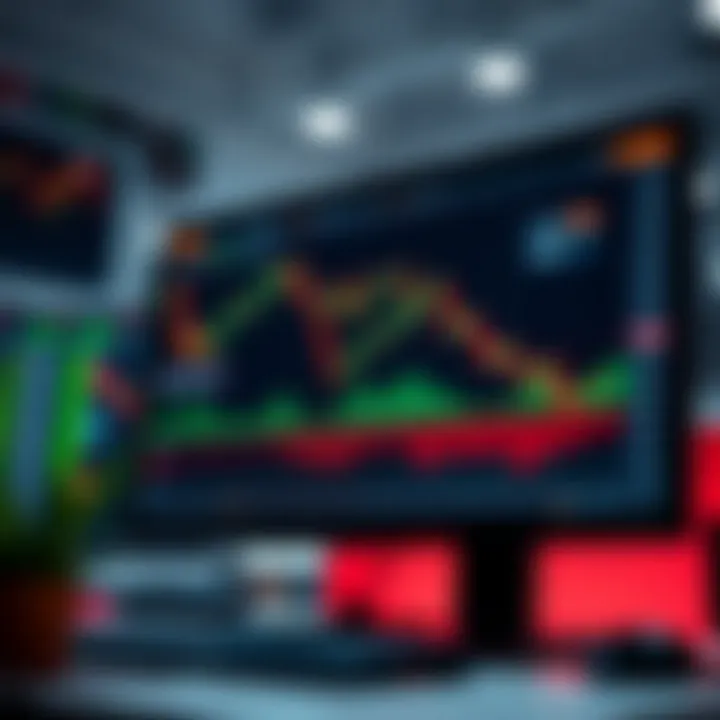 Illustration of a computer screen displaying financial charts and trading platform interface