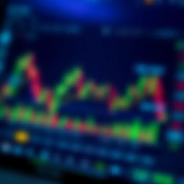 Illustration of a digital trading platform screen displaying forex charts and risk management icons