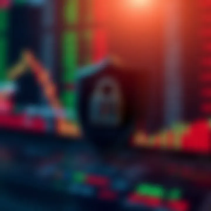 Security shield icon over digital financial data representing secure trading environment