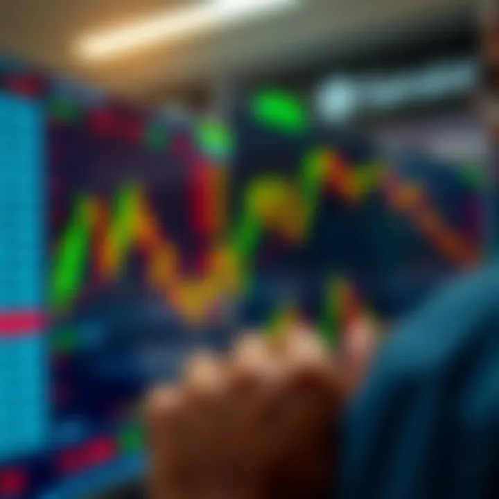 Digital interface displaying currency exchange rates and trading charts