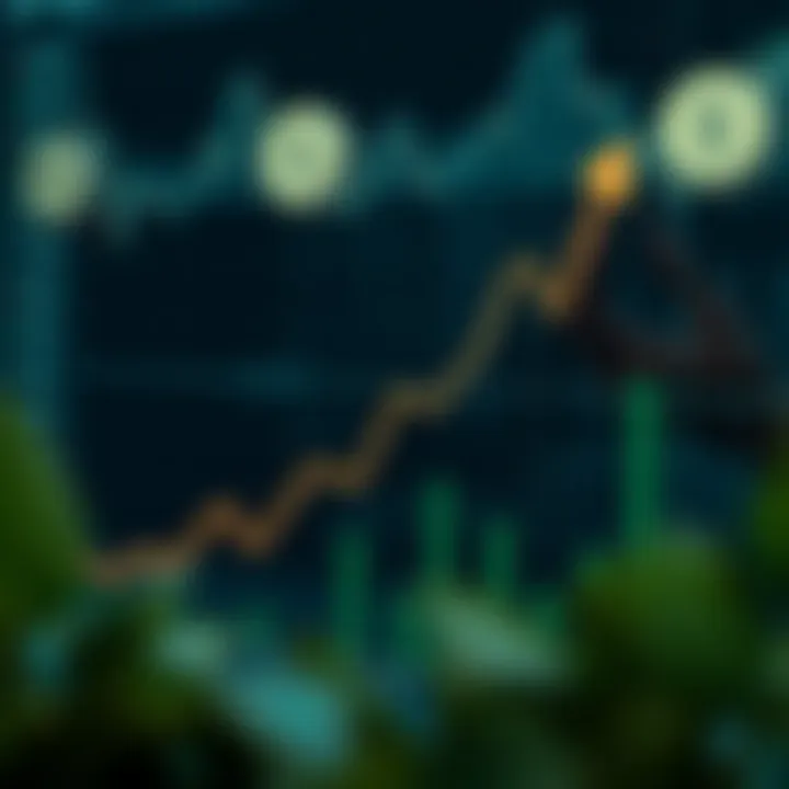 Graph showing upward trend and currency symbols representing forex market growth