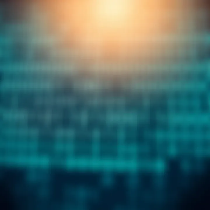 Diagram illustrating the binary number system with zeroes and ones in a digital grid pattern