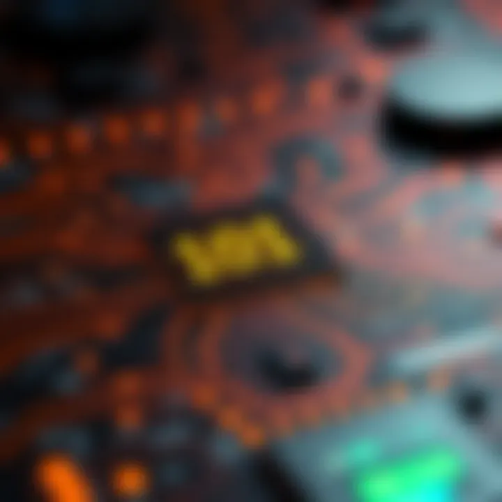 Visual representation of digital circuits highlighting the flow of binary signals within computing hardware