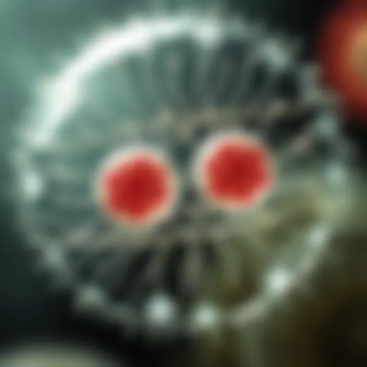 Illustration of binary fission in a bacterium showing cell division into two identical daughter cells