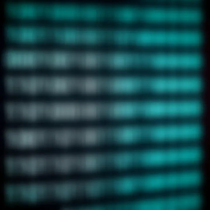 Illustration showing the binary numeral system with digits zero and one arranged in a grid to represent data