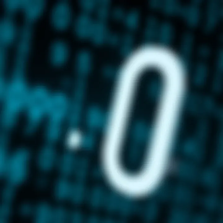 Diagram showing the binary numeral system with digits zero and one representing values