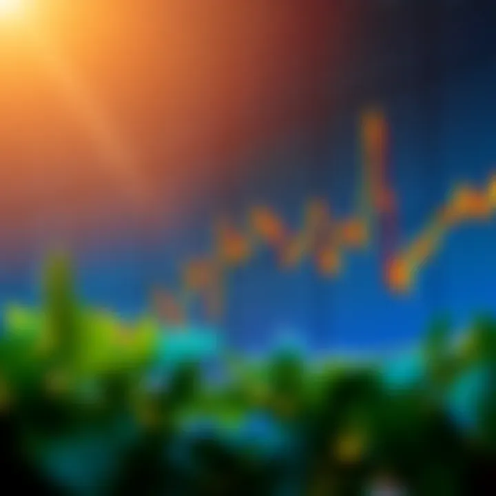 Graph showing bullish cup and handle pattern indicating potential upward trend in stock price
